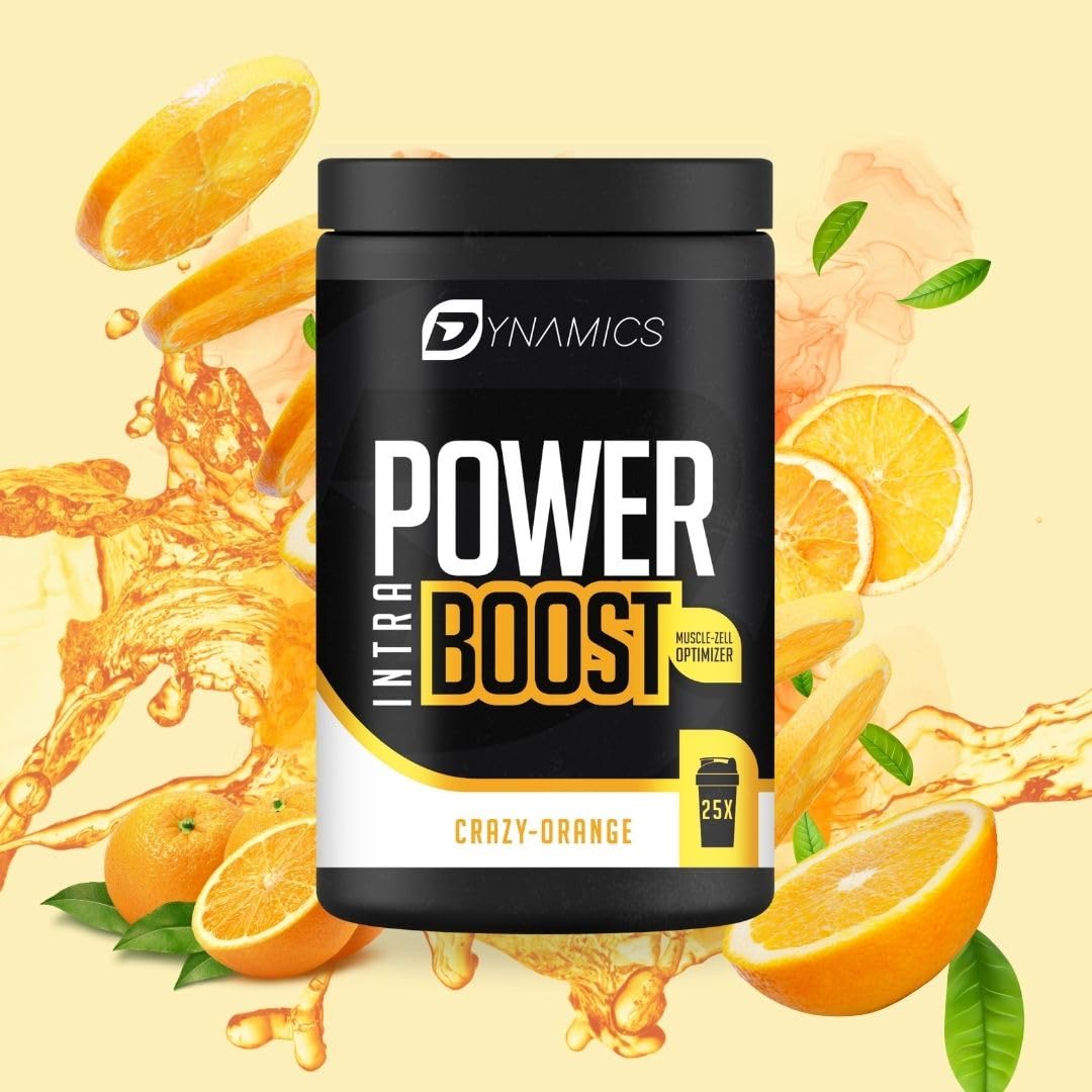 Premium Intra Workout Drink mit EAAs | Kohlenhydraten | Mehr Energie Power beim Training | Aminosäuren Komplex mit L-Glutamin | Muskelzellvolumen erhöhen | Crazy Orange von Dynamics Nutrition | 1000g