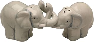 Abbott Collection 27-HUG/ELEPHANT Hugging Elephants Salt and Pepper Shaker Set, Grey, 3.5" L
