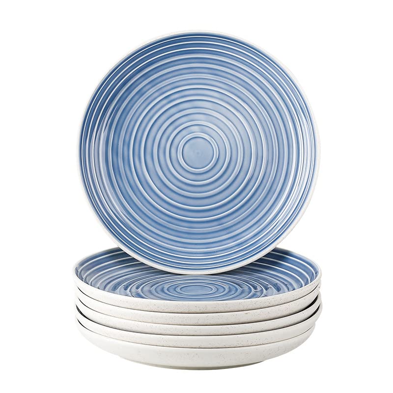 Ynsfree Plates Set, 9 inch - Set of 2- The Dessert, Salad, Appetizer, Small Dinner etc Plate. Microwave, Oven, and Dishwasher Safe, Scratch Resistant. Kitchen Porcelain Dish - Assorted Colors (Blue)