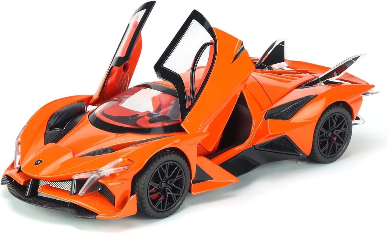 Minniq STORE Apollo Project EVO 1:32 Model Car with Box, Zinc Alloy Pull Back Toy car with Sound and Light for Kids Boy Girl Gift [Colors as Per Stock] (Apollo Project EVO 1:32)