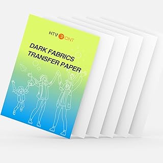 HTVRONT Printable Heat Transfer Vinyl for Dark Fabric - 6 Sheets 8.5"x11" Heat Transfer Paper for T Shirts