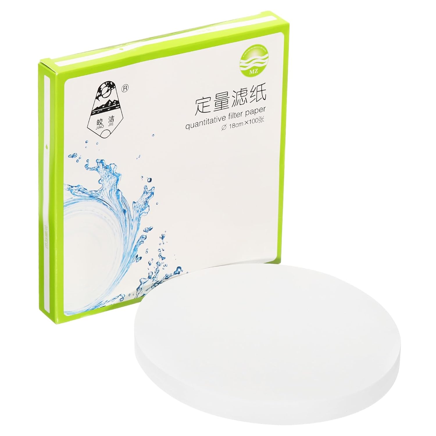 PATIKIL 100Pcs 18cm Quantitative Filter Paper Circles, Fast Speed Round Laboratory Filter Paper Chemical Industrial Oil Testing Funnel Filter Paper