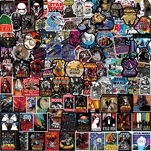 Star War Lot de 100 autocollants de film Star-War en vinyle imperméable pour ordinateur portable, skateboard, vélo, moto, enfants et adolescents