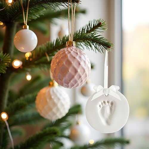 Miniatura 9 de Tiny Ideas Kit de adornos colgantes sin ensuciar, recuerdo de manos y huellas de bebé, decoración clásica de guardería, regalo ideal para género