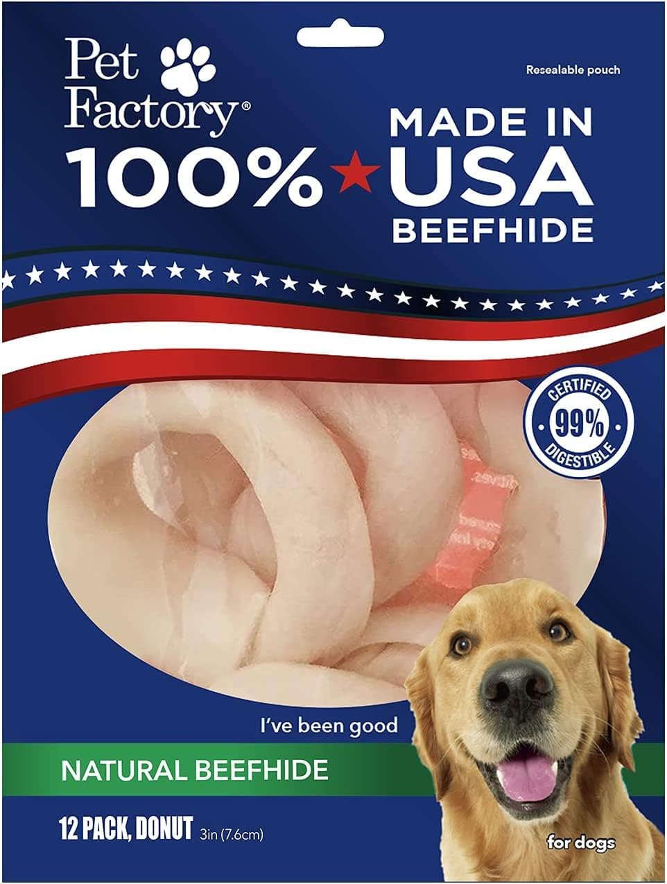 Pet Factory 100% Made in USA Beefhide 3″ Donuts...