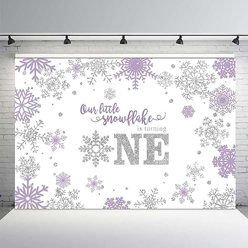 MEHOFOND Fondo de fotografía de invierno Onederland, accesorios de telón de fondo con diseño de copo de nieve dulce y pequeño, feliz primer