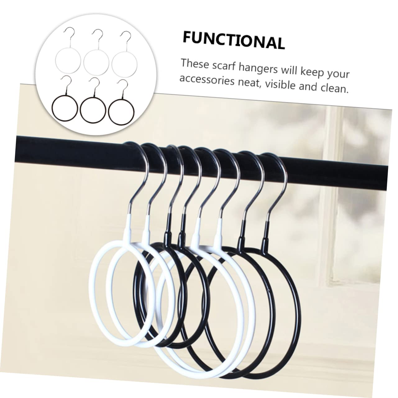 MUCKLILY 6Pcs Clothes Storage Ring Versatile Scarf Hanger Organizer for Belts Ties and Accessories Compact Design Easy to Use for Home Closet Storage