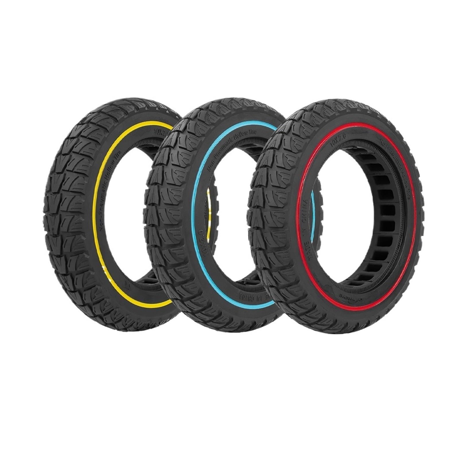 10-calowa pełna opona kompatybilna z Xiaomi M365 Pro Pro2 1S skuter elektryczny 10x2.0 trwała gumowa bezdętkowa amortyzator koła amortyzującego(Yellow)