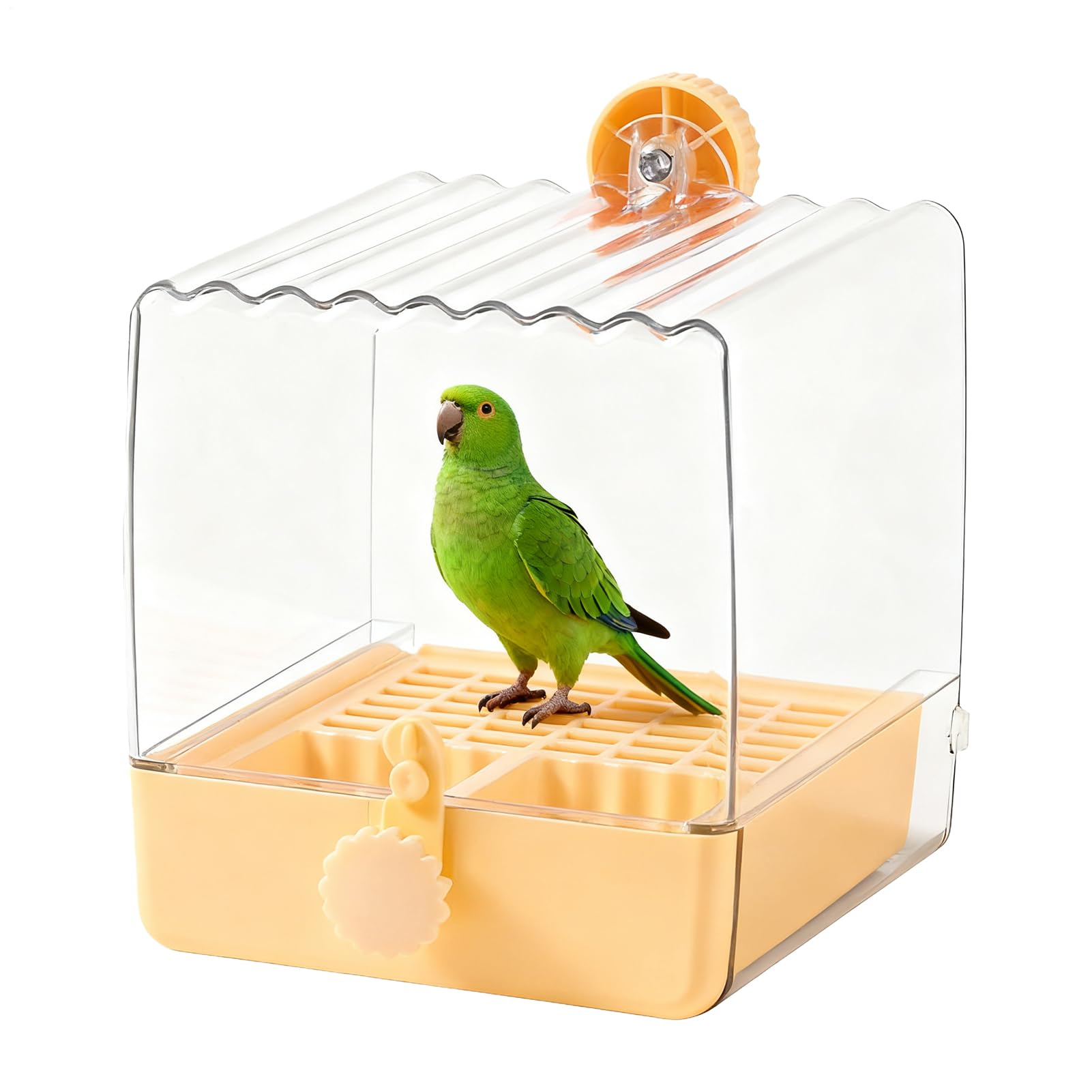 Cuenco de baño para pájaros colgante y transparente con fijación fácil para jaulas