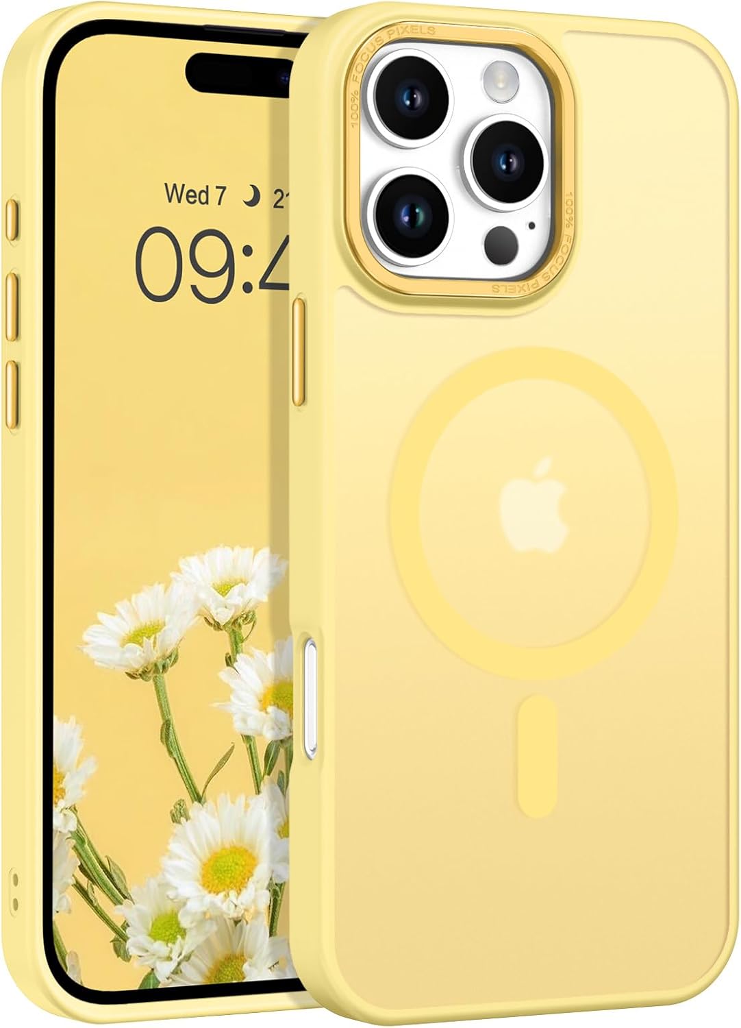 Telaso for iPhone 16 Pro Case, iPhone 16 Pro Phone Case Compatible with Magsafe Translucent Matte Back Slim Fit Full Body Shockproof Anti-Yellow Cover for iPhone 16 Pro 6.3",Yellow