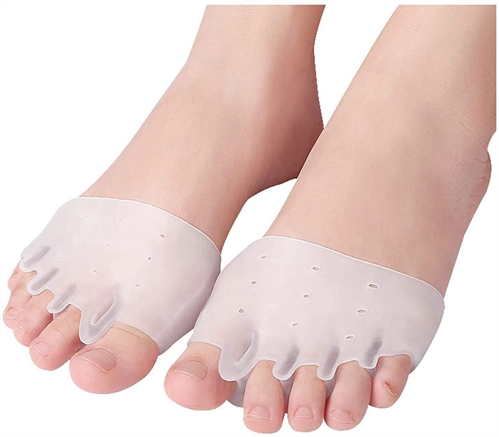 MUSUMI 1Pair Soft Toe Correction Pad Correzione del pollice Valgo Silicone Pad dell'avampiede Gel Ortesi Dita dei piedi separate Strumento per la cura del piede (F)