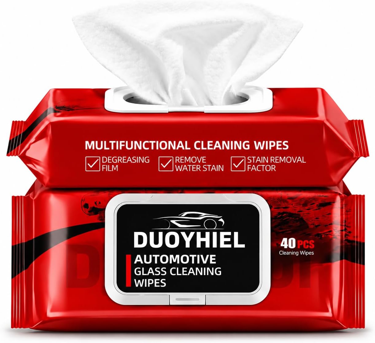 Car Glass Cleaning Wipes, 40 PCS Automotive Windshield Oil Film Remover Wipes for Car Windows, Mirrors & Windshield, Disposable Auto Glass Cleaner Wipes for Haze, Smudges, Water Spots, Dirt & Residue