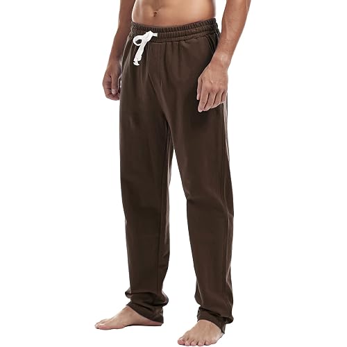 AMY COULEE Mens Cotton Athletic Pants Open Bottom Running Sweatpants