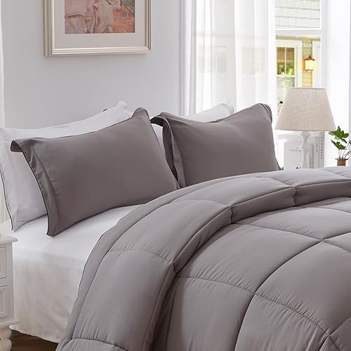 Miniatura 1 de SunStyle Home - Juego de edredón alternativo de plumón 100 % microfibra para todas las estaciones, para cama tamaño Queen, edredón suave y acogedor