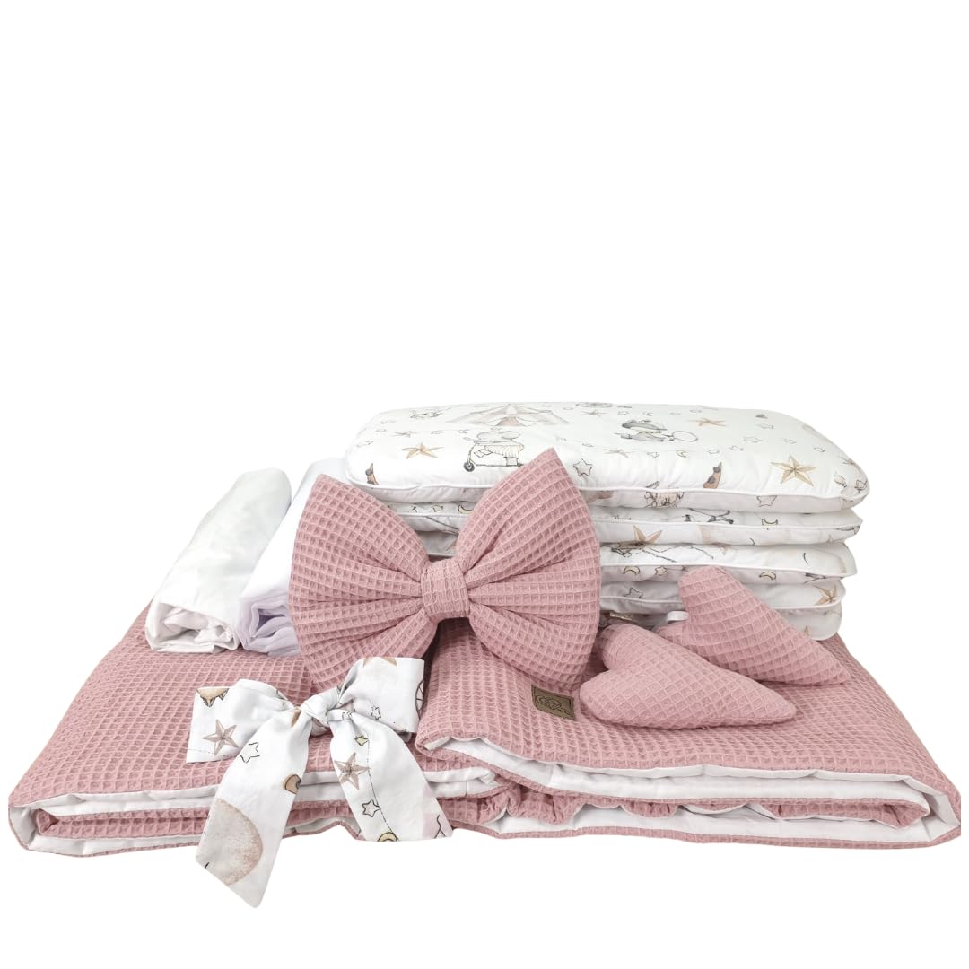 Juego de ropa de cama de 5 piezas, para bebés y niños, tejido de gofre, ropa de cama para cuna, funda nórdica con sábanas, muchos colores (circo)