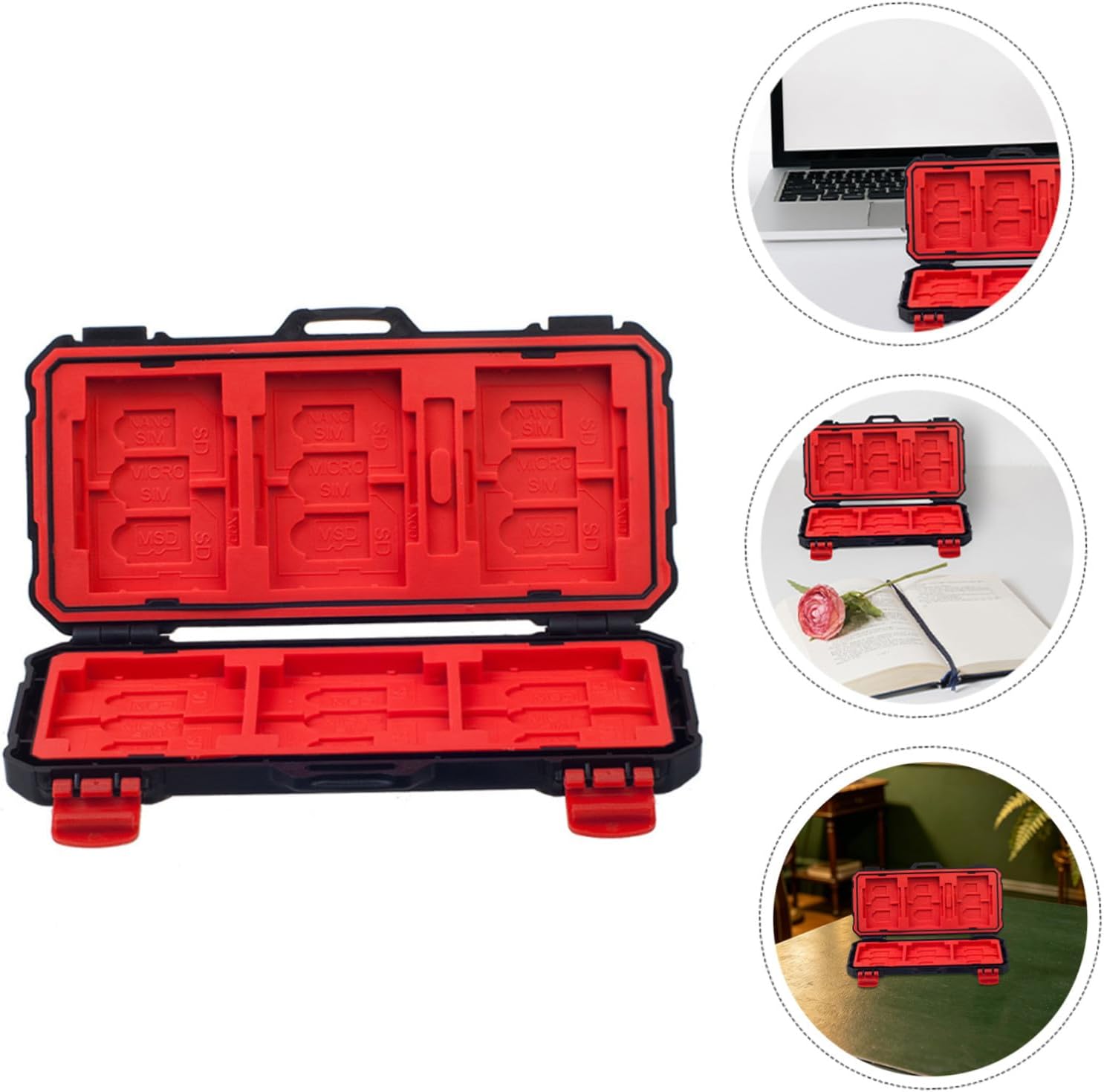 SEWACC Memory Cards Organizer Case with Shockproof Storage for Secure Cards, Portable Protective Holder Box for Camera and Computer Use