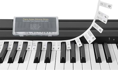 Notas de piano, guía para principiantes, etiquetas extraíbles para teclado de piano para aprender, accesorios de piano de silicona de 88 teclas,