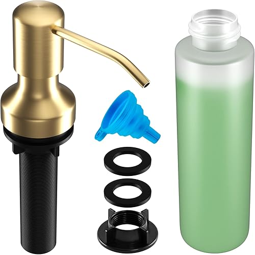 Vista 13 de Dispensador de jabón para fregadero de cocina, dispensador de jabón para fregadero de cocina con botella de 17 oz, recarga desde la parte superior