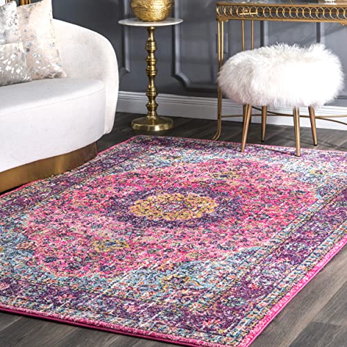 nuLOOM Verona Vintage Persian Area Rug, 6' 7" x 9', Pink