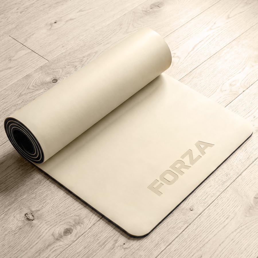 FORZA Tapis de yoga en polyuréthane de qualité supérieure antidérapant et caoutchouc naturel, extra adhérent, rembourré et durable, pour yoga, pilates, étirements et mobilité
