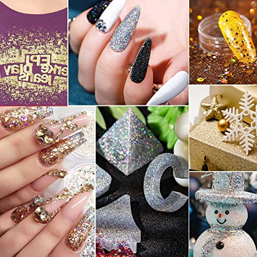 Cokohappy 8 Boxes Gold Silver Body Chunky Glitter Makeup, Holographic Flake Cosmetic Sequins Glitter, Ultra-Thin Nail Art Iridescent Sparkle Mixed Glitter For Face Eye Hair #TOP2