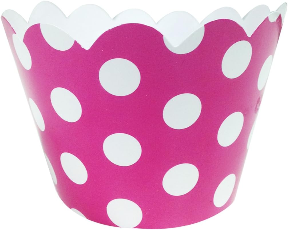 Wrapables Standard Size Polka Dots Cupcake Wrappers (Set of 20), Hot Pink