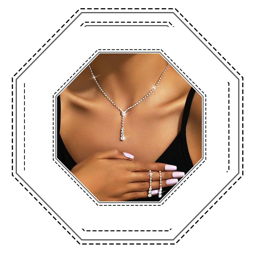 SET di gioielli da sposa, set di collana e orecchini da sposa in argento, orecchini pendenti da sposa, collana e orecchini con foglie di cristallo, orecchini a goccia, VANESSA - Italia