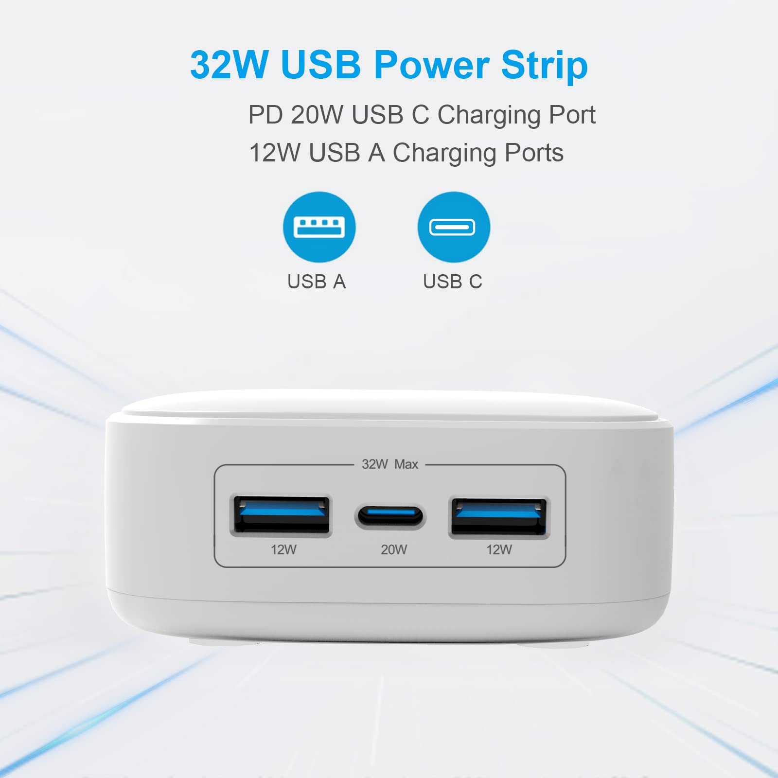 Power Strip with USB Port, PowerLot Travel Power Strip with Flat Plug, ETL 6FT Extension Cord PD 20W USB C Power Strip for iPhone 14/13/12 Pro Max,iPad Pro/Air, Mini Power Strip Cube for Home& Office
