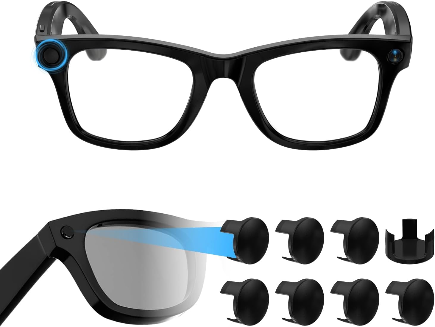 LED Light Cover Blocker Compatible with RayBan Meta Wayfarer/Skyler/Headliner （Gen 1/2）& Oakley Meta HSTN Smart Glasses Accessories, 2026 NEW Camera Cover for Reduced False Alerts (8 PCS)
