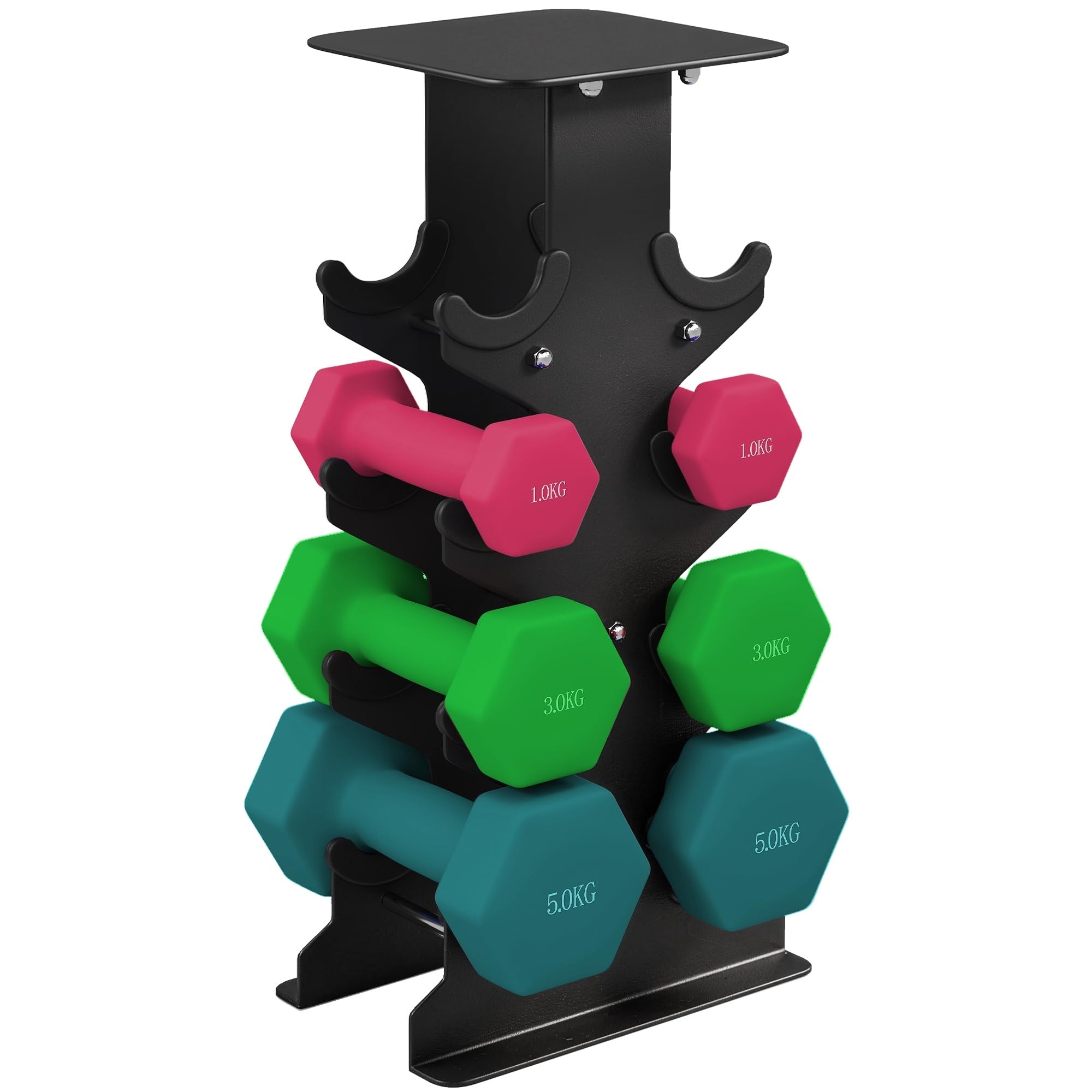 SPORTNOW 18-20kg Hex Dumbbells Set with Dumbbell Rack Non Slip | Hand Weights, Home Gym, Strength Training, 2 x 1kg, 2 x 2kg, 2 x 3kg, 2 x 4kg