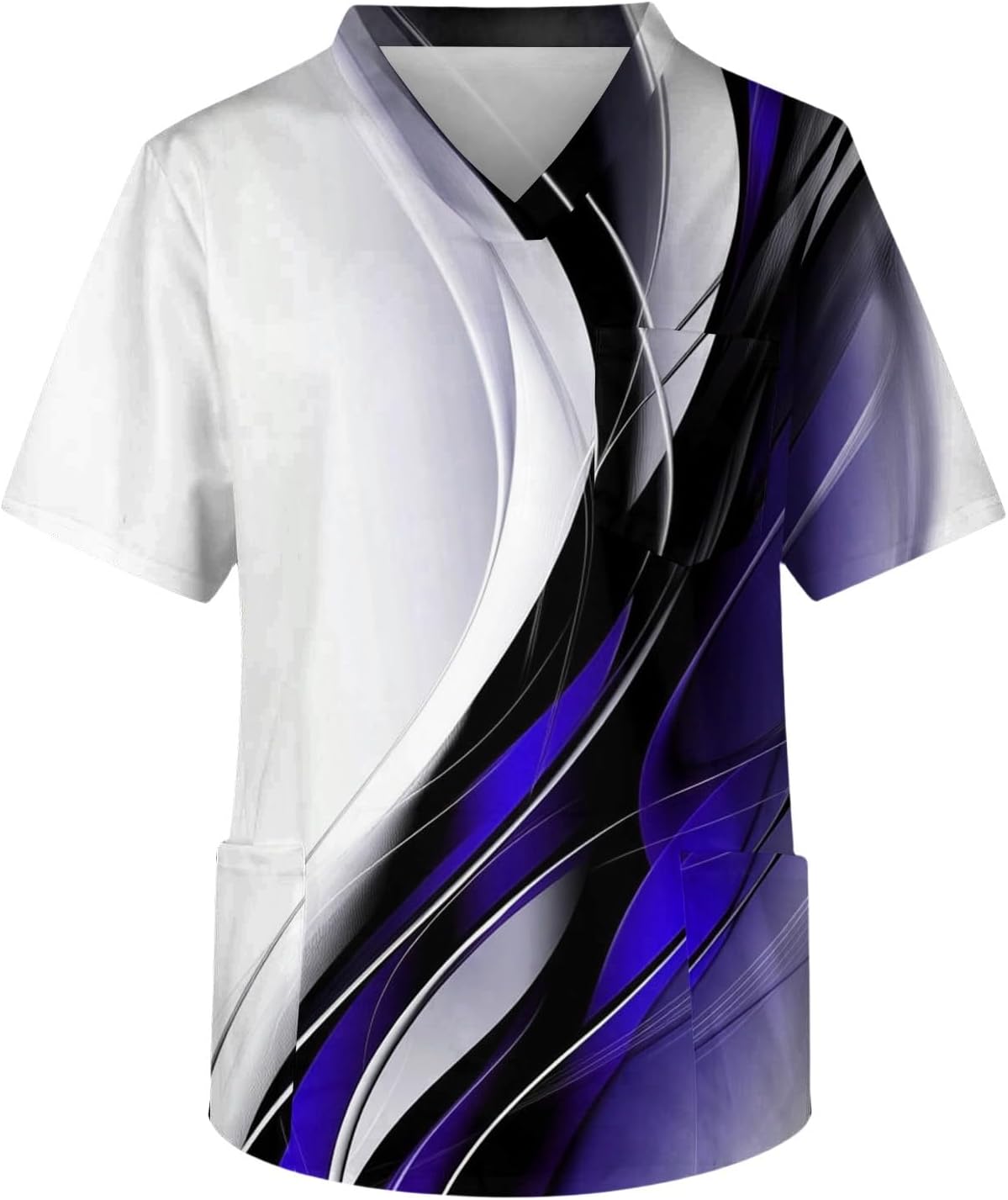 Men's Printed Scrubs Shirts Athletic-Fit Short Sleeve Stretch & Moisture Wicking V Neck Scrub Top