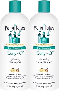 Fairy Tales Curly Q Daily Kids Shampoo and Conditioner for Curly Hair - Hydrating Kids Shampoo and Conditioner Set for all Types of Curls Including Multi Cultural Hair - Paraben Free, Sulfate Free, Gluten Free, Nut Free 32 oz (Pack of 2)