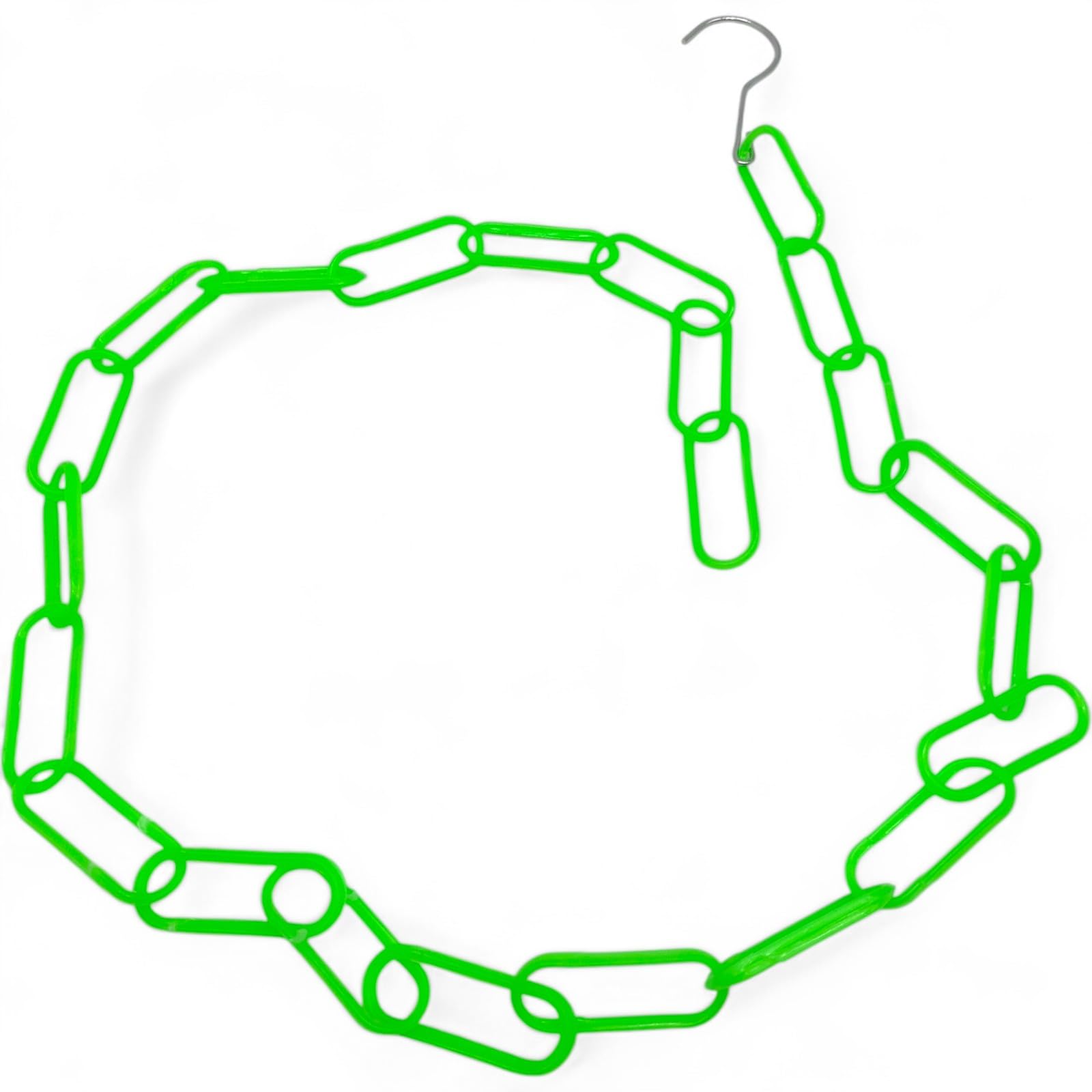 2x Green Plastic Chain Hanger with Iron Hooks – Garment Hanging Rack for Market Stall, Boutique & Retail Shop – Space-Saving Clothes Display System