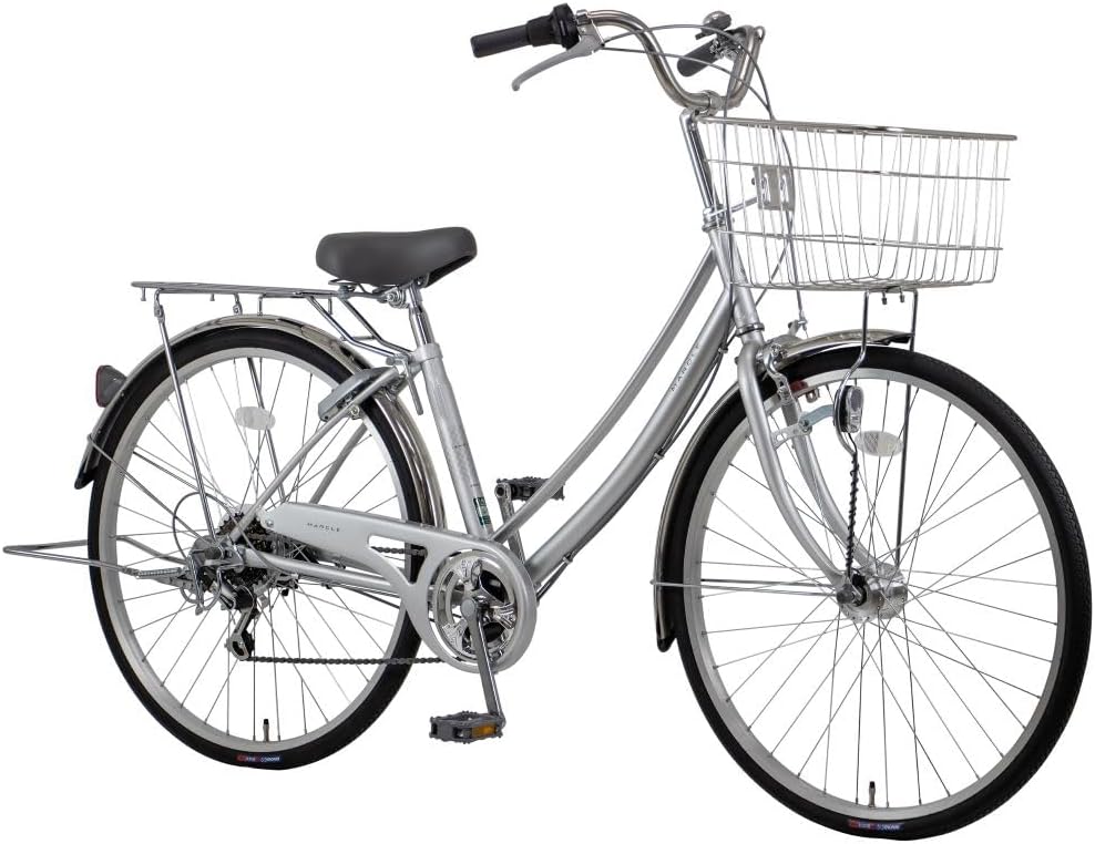 ノーパンク・シティサイクル 27インチ 外装6段変速 カゴ付き 青 楽天