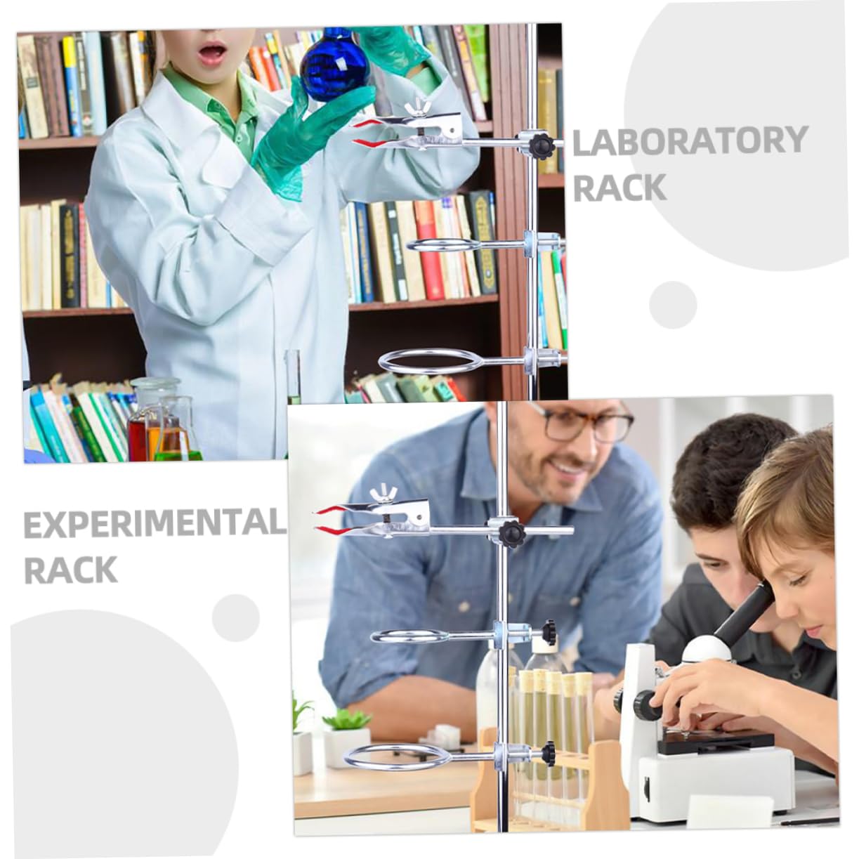 PartyKindom Laborstativ aus Eisen für Physik und Chemie Experimente mit Ringklemme Trichterhalter und Reagenzglas-klemmen Stabiles Tischstativ für Laborgeräte
