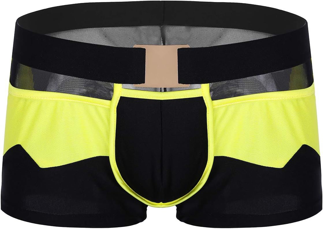Agoky Men's Boxer Briefs Patchwork Panties Low Rise Bugle Pouch Shorts Pants Underwear