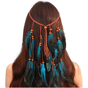 FASELE Hair Ornaments Feather Headband Hair Accessories Bohemian Style Hippie Band Feather Decor Fork Adjustable Fashion Beach Travel Photography Party