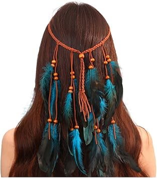 FASELE Hair Ornaments Feather Headband Hair Accessories Bohemian Style Hippie Band Feather Decor Fork Adjustable Fashion Beach Travel Photography Party