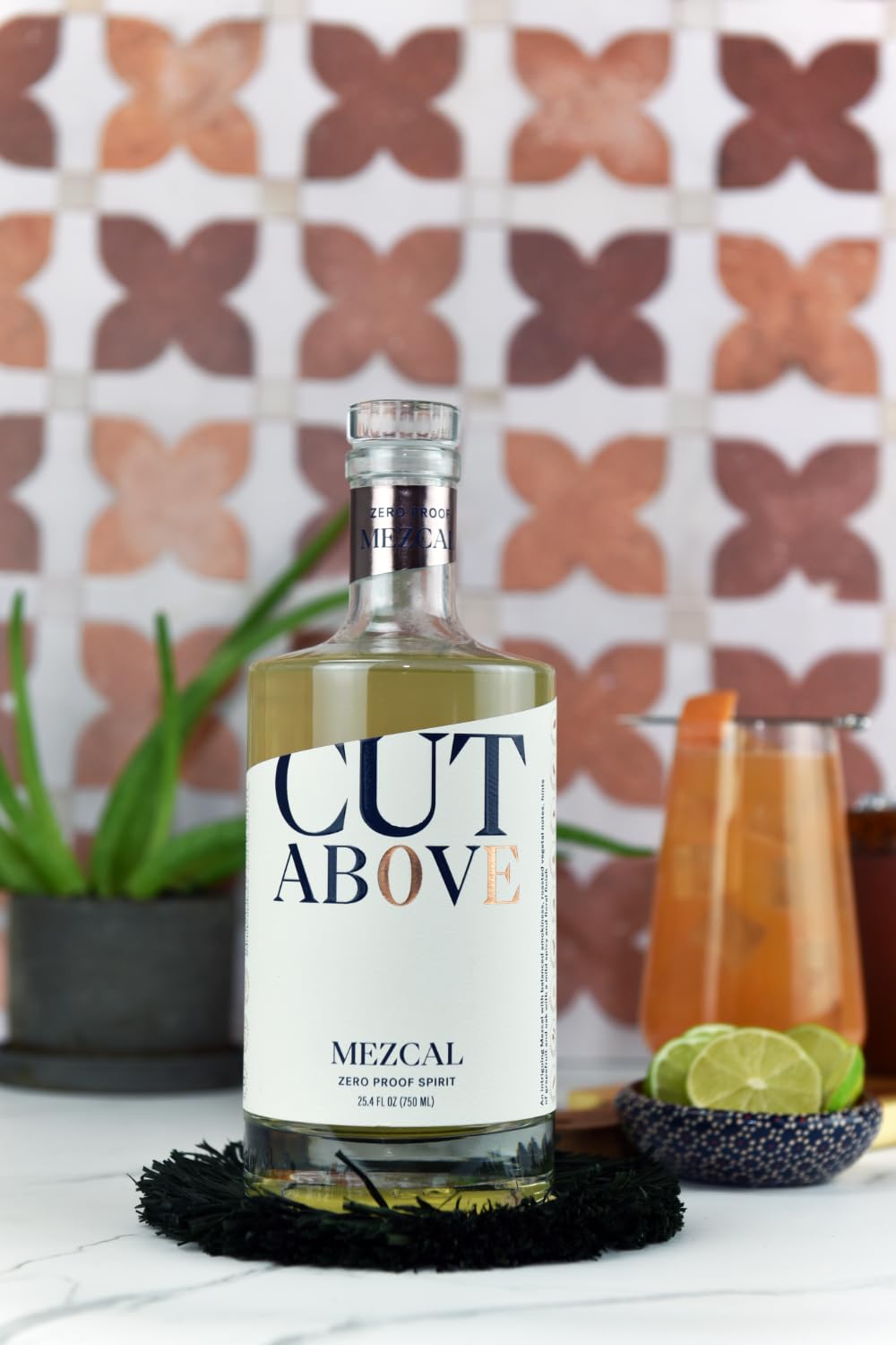 CUT ABOVE Zero Alcohol Mezcal | Award Winning Premium Non-Alcoholic Spirit for Alcohol Free Cocktails | 25.4 fl. oz. (750mL)