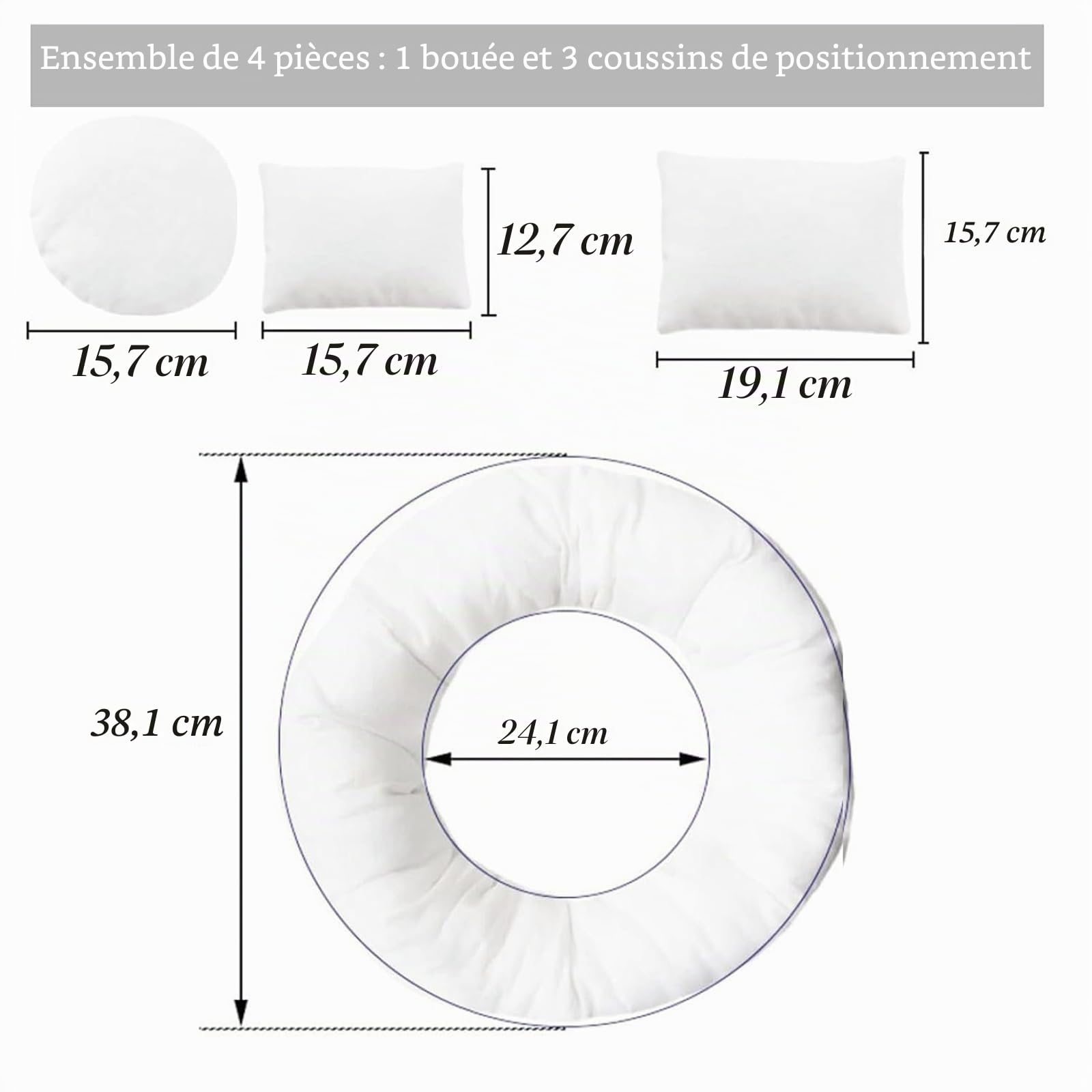 Lot de 4 Nouveau-Né Photographie Prop, Accessoires Photo pour Nouveau-Né, Panier de Photographie pour Bébé Enfant, 1 Donut Photo, 3 Coussins de Pose (Convient pour 0 à 2 Mois)