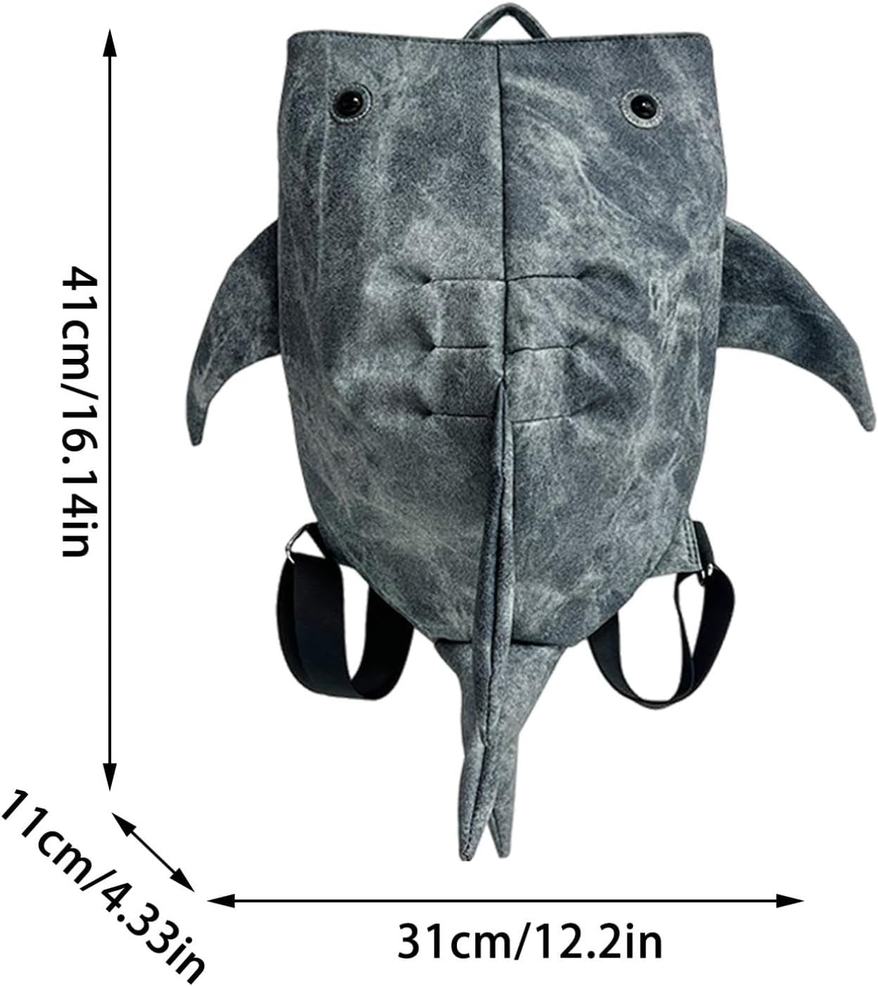 Shark Backpack, 3D Creative Shark Daypack with USB Charging Port, Lightweight Laptop Knapsack for School, Hiking, Travel (Bkue)