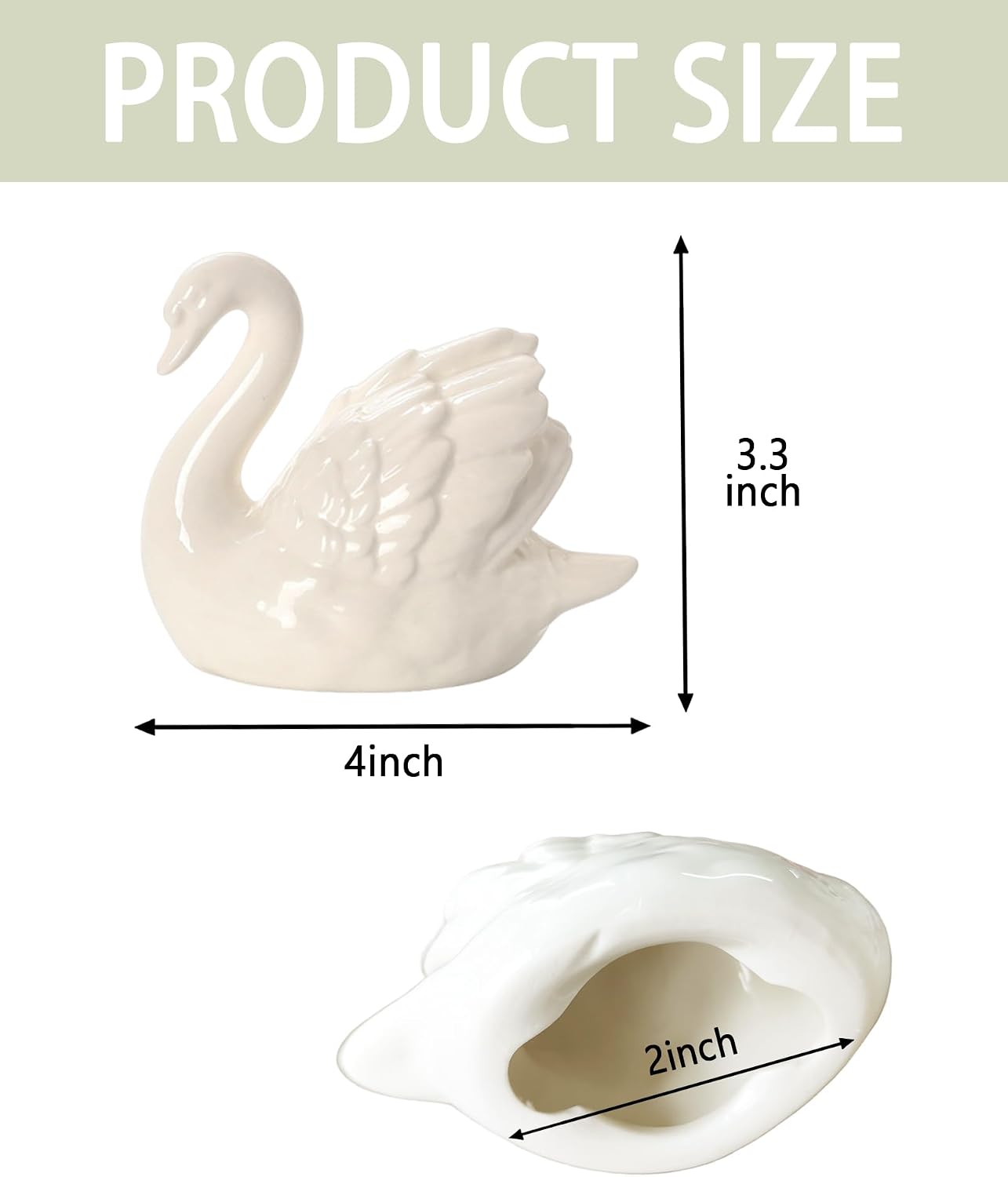 Swan Toilet Bolt Covers, Decorative Ceramic Toilet Floor Bolt Caps for Bathroom Decor, 1 Pair of Animal Shaped Toilet Base Bolt Covers (White)