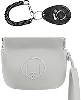 Vista 13 de WALLFID Bolsa de silicona para golosinas para perros, cierre automático, con clicker de entrenamiento para mascotas, bolsa de paseo para perros