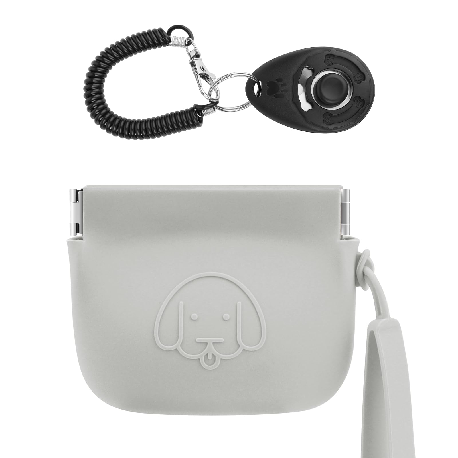 WALLFID Silicone Dog Treat Pouch Small Bag,Auto Closure,with Pet Training Clicker,Walking Bag for Dog and Cat,Pocket Size,Easy to Clean,Odorless (