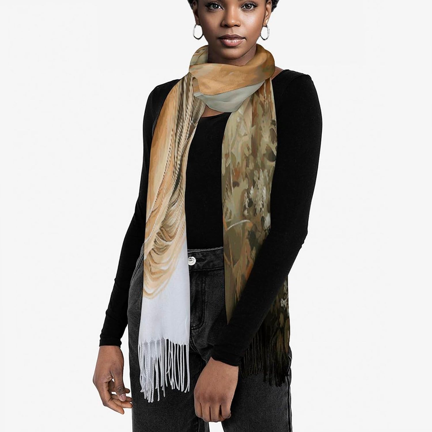 Animals Embroidery Paintings Horses Winter Scarf for Women Soft Tassel Scarves Oversized Wraps Long Shawl Cold Weather Thick Blanket Scarfs