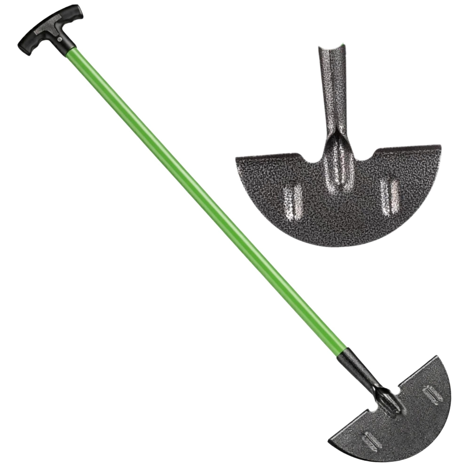 KAYNUR Half Moon Grass Edger with T Handle, Manual Lawn Border Tool, Carbon Steel Garden Edging Spade with Foot Step for Driveway Edges, Paths, Flower Beds and Lawn Borders (Lawn Edger)