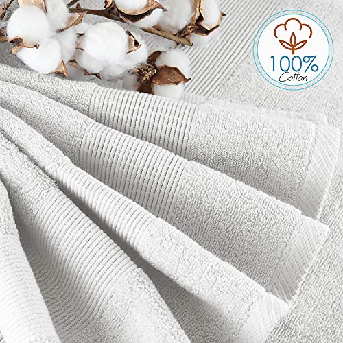 Image of Hearth & Harbor Bath Towels for Bathroom - 100% Ring Spun Cotton Luxury Bathroom Towels - Ultra Soft & Highly Absorbent, Bath Towels Set of 6 - White