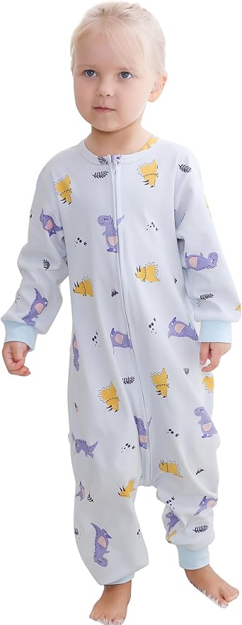 HAHASHOW Baby Cotton Long Sleeve Sleeping Bag Animal Triple Zipper Boys Girls Wearable Blanket With Legs for 6 Months-6T