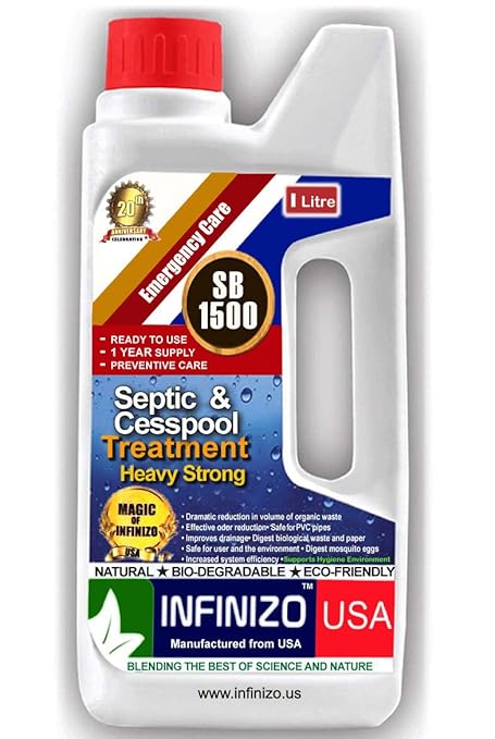 Infinizo USA SB 1500 Bacterial Septic Tank Cleaning Liquid, Toilet Block/Smell Remover (Heavy Strong -1 Litre)