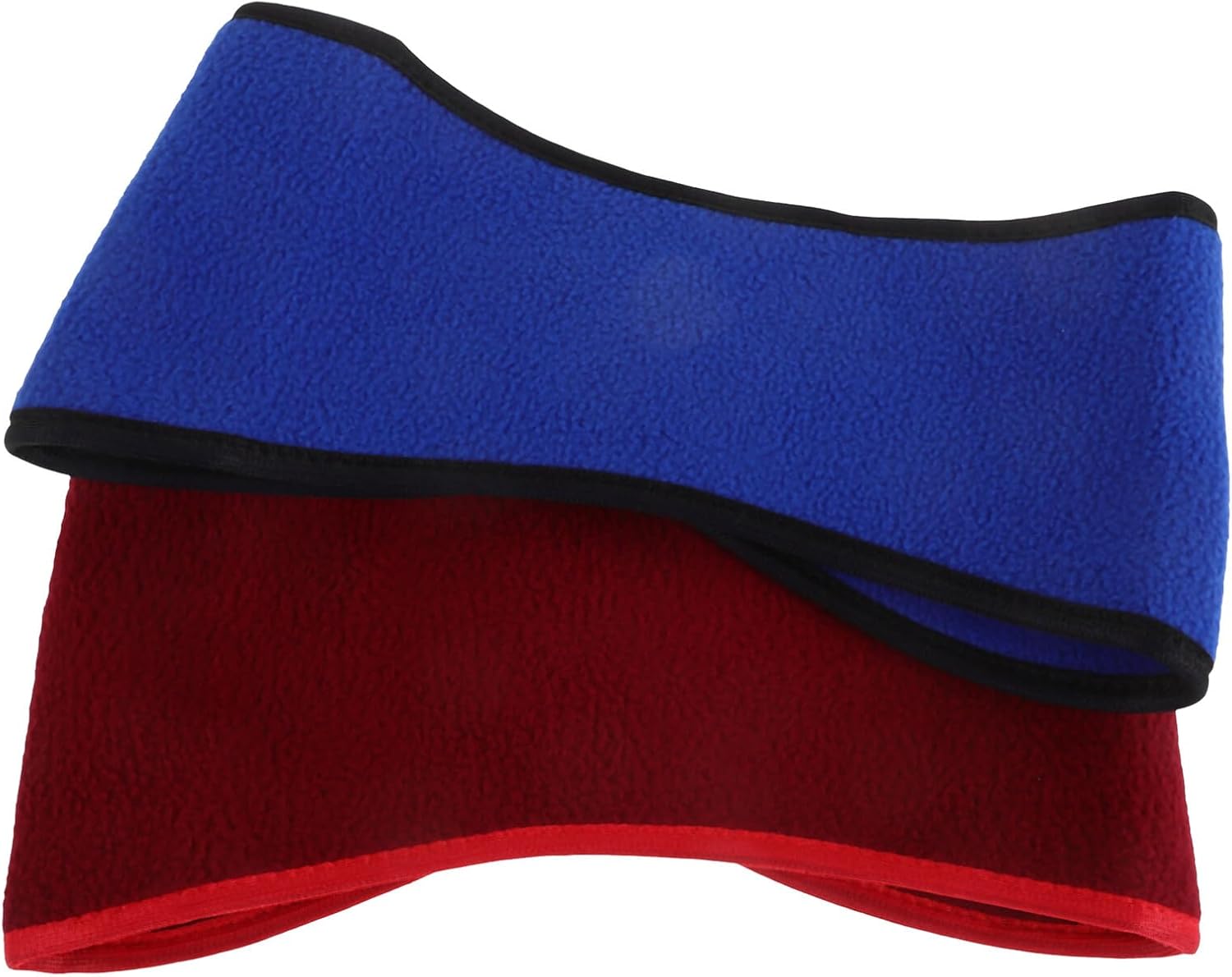 2pcs Thermal Polar Fleece Ear Warmers Headbands, Double-layer Plush Earmuffs for Men and Women, Winter Sports Outdoor Cold Weather Protection, Adjustable Fit (burgundy + Royal